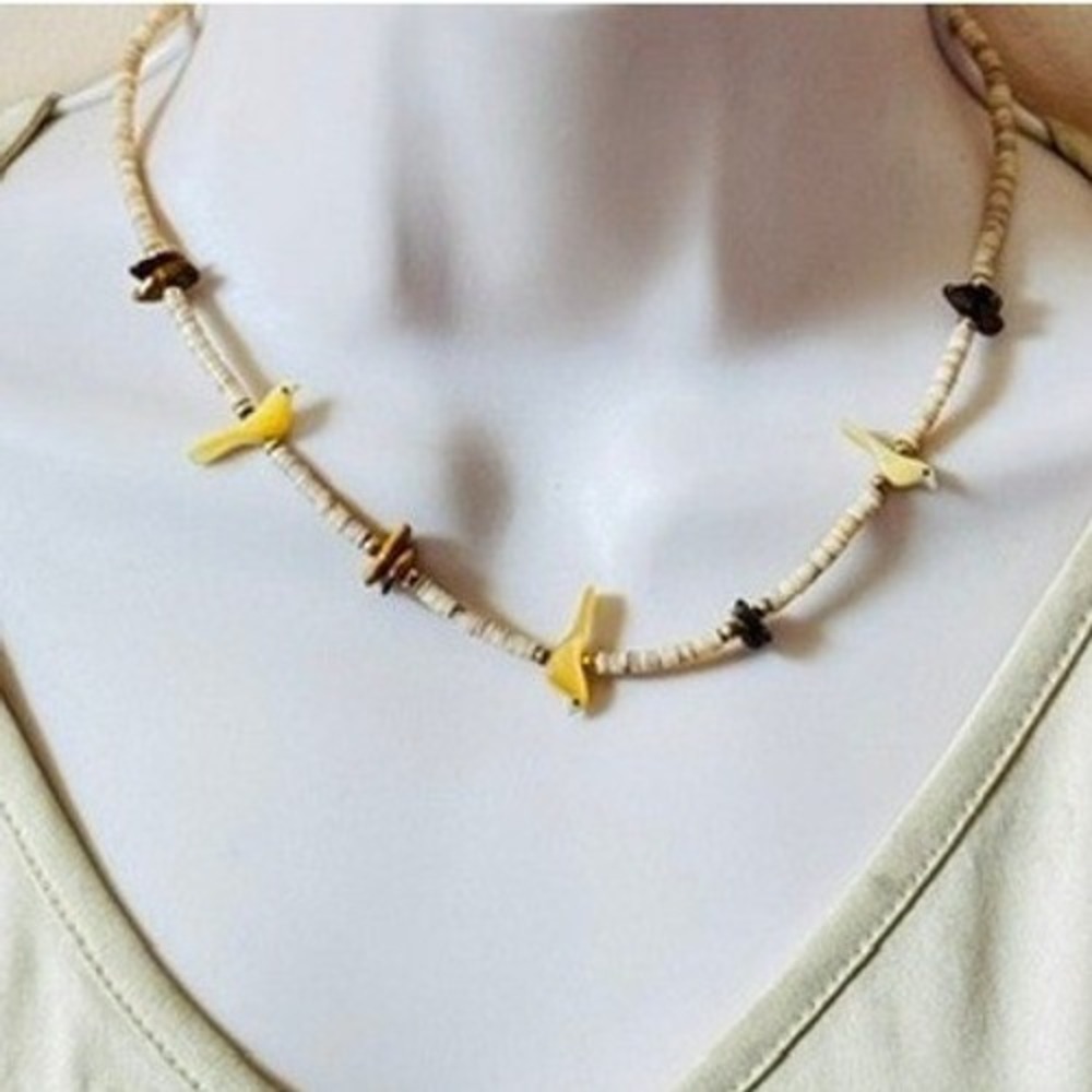 VTG Zuni Necklace beaded Dove bird Abalone Heishi Beads Native American 15.5" - Picture 2 of 7